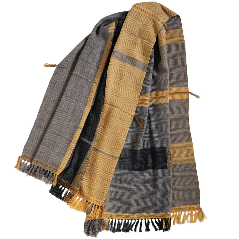 [2 Colors] kobooriza AYA Wool Shawl Fringed Edge Women's/Men's [K-OS-TW11] Ehime Imabari Stole, Scarf, Textile Brand