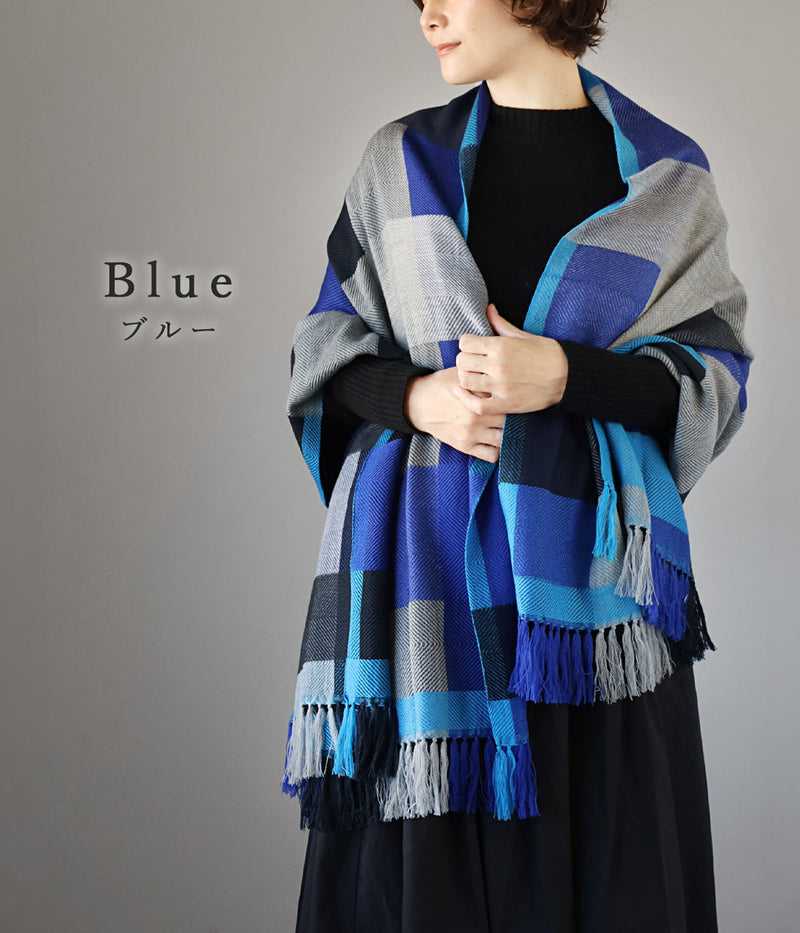【2色】kobooriza 工房織座 AYA ウールショール ストラクチャルチェック レディース メンズ [K-OS-TW12] 愛媛 今治 ストール マフラー 織物 ブランド