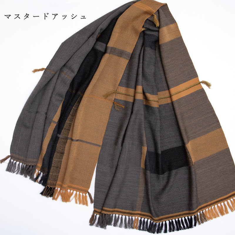 [2 Colors] kobooriza AYA Wool Shawl, Fringed Edge, Women's/Men's [K-OS-TW11] Ehime Imabari, Stole, Scarf, Textile Brand