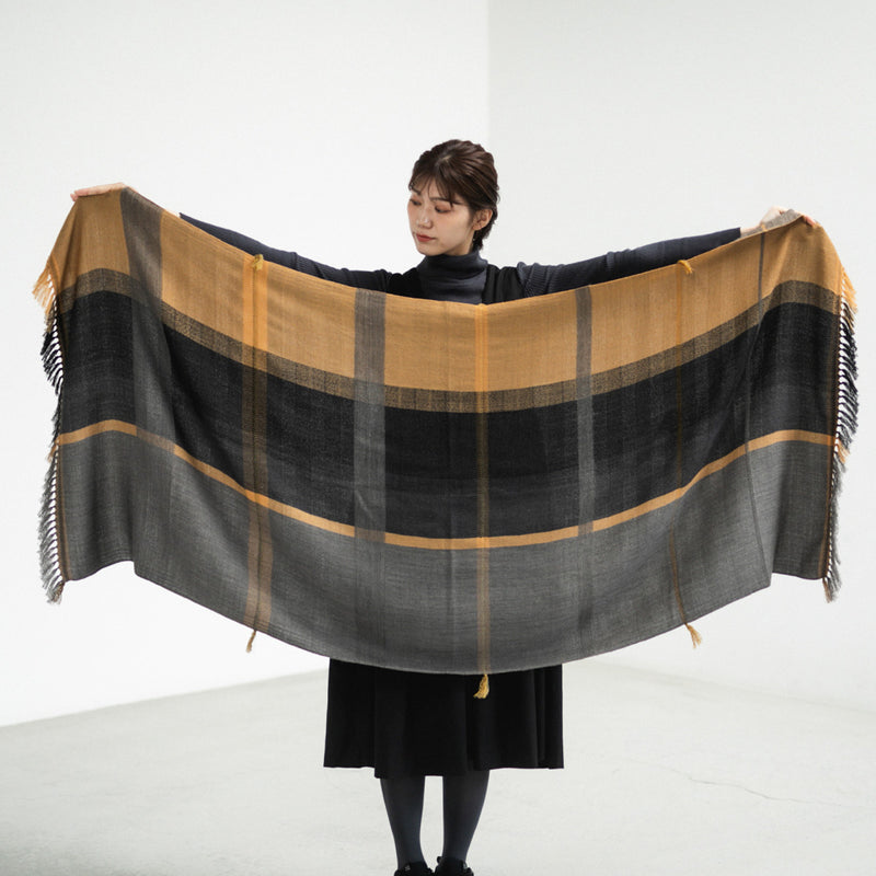 [2 Colors] kobooriza AYA Wool Shawl, Fringed Edge, Women's/Men's [K-OS-TW11] Ehime Imabari, Stole, Scarf, Textile Brand
