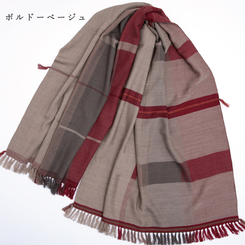 [2 Colors] kobooriza AYA Wool Shawl, Fringed Edge, Women's/Men's [K-OS-TW11] Ehime Imabari, Stole, Scarf, Textile Brand