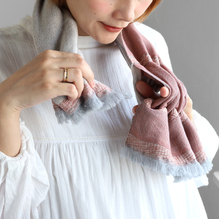 [4 colors] Kobooriza Kobo Oriza 100% Wool Chotkore Reversible Cloudy Short Muffler Men's Women's Imabari City, Ehime Prefecture Fabric [K-SM-CR04] 