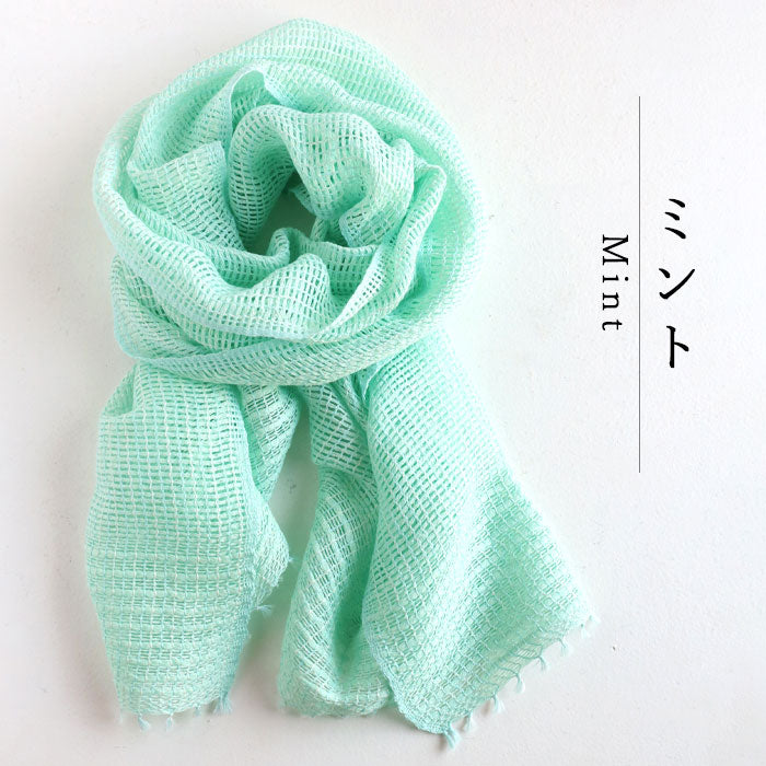 [3 colors] kobooriza MOJIRI washi paper and organic cotton short scarf for women [K-SM-MJ05] Ehime Imabari stole woven brand