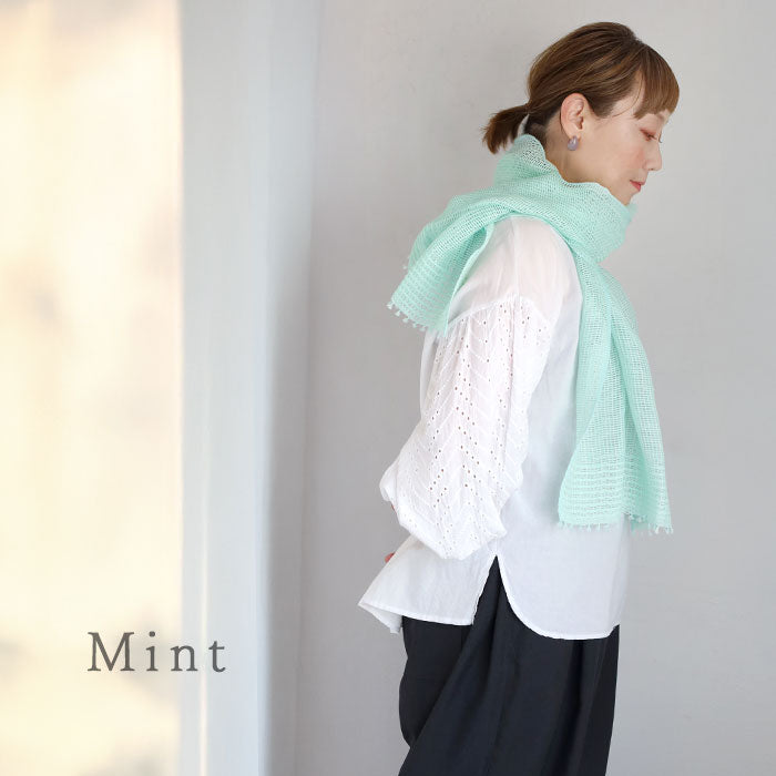 [3 colors] kobooriza MOJIRI washi paper and organic cotton short scarf for women [K-SM-MJ05] Ehime Imabari stole woven brand