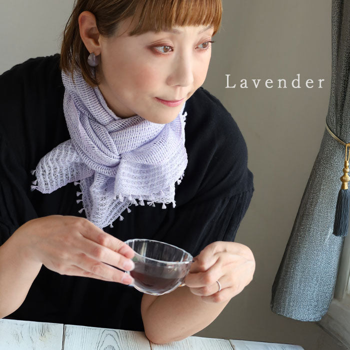 [3 colors] kobooriza MOJIRI washi paper and organic cotton short scarf for women [K-SM-MJ05] Ehime Imabari stole woven brand