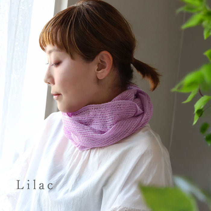 [3 colors] kobooriza MOJIRI washi paper and organic cotton short scarf for women [K-SM-MJ05] Ehime Imabari stole woven brand