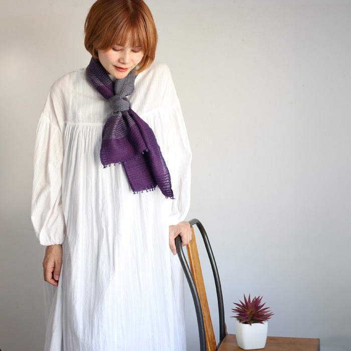 kobooriza YURAGI Wool Short Scarf for Women and Men [K-SM-YG02] Ehime Imabari Stole Woven Japan Brand 