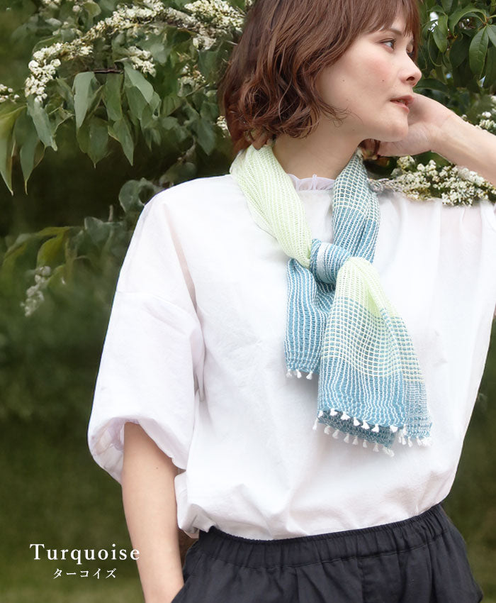 【3色】kobooriza 工房織座 YURAGI シルクコットンショートマフラー レディース [K-SM-YG03] 愛媛 今治 ストール 織物 ブランド