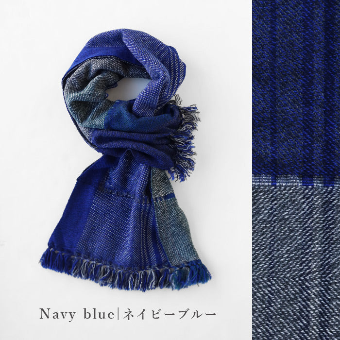 Two-Color Wool Snood by Kobooriza WAKKA, Unisex [K-SN-WK02], Imabari City, Ehime Prefecture. This unisex wool scarf is made with woven fabrics. 
