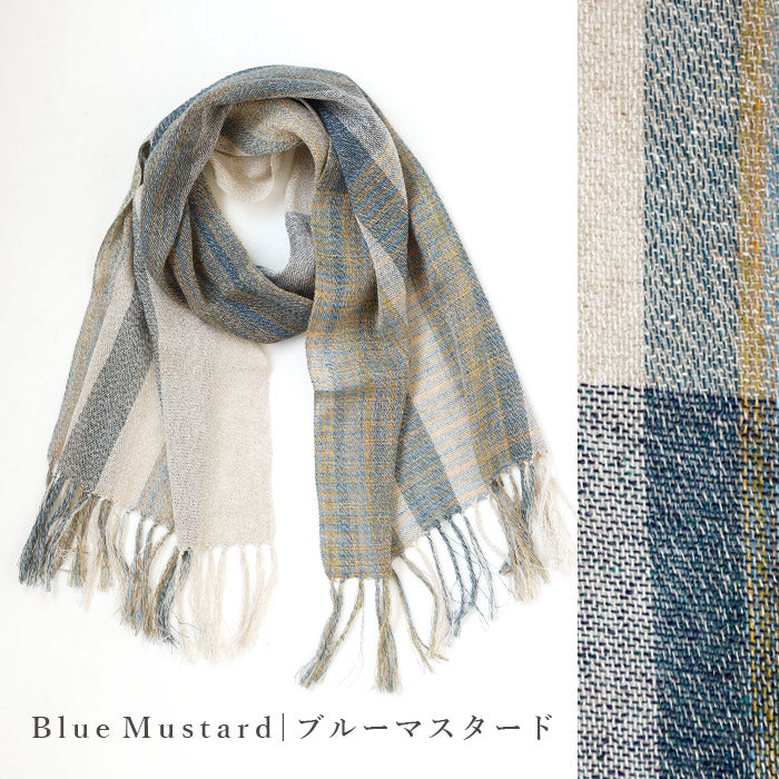 [3 colors] kobooriza Kobooriza Kasuri dyed silk linen stole for women and men [K-ST-HR01] Ehime Imabari stole woven brand 