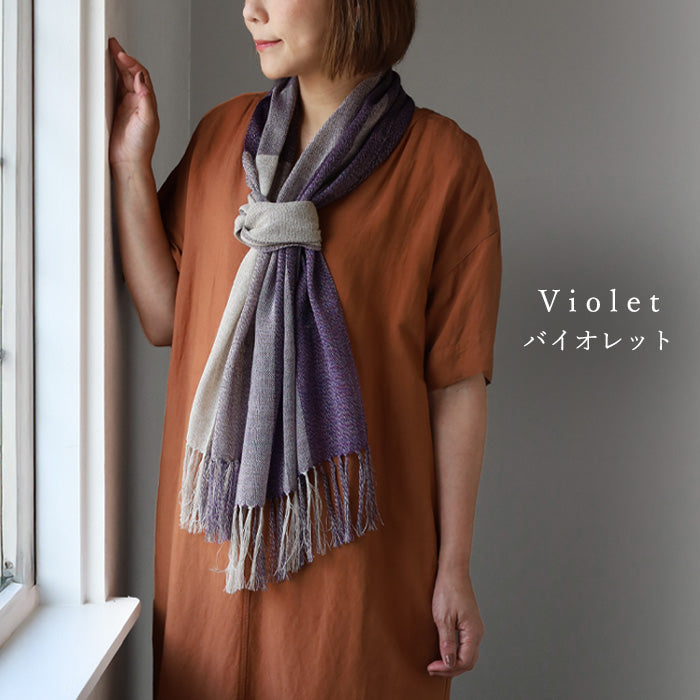 [3 colors] kobooriza Kobooriza Kasuri dyed silk linen stole for women and men [K-ST-HR01] Ehime Imabari stole woven brand 