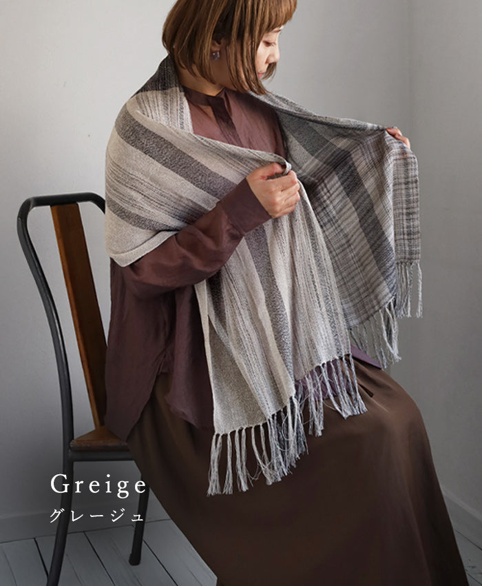 [3 colors] kobooriza Kobooriza Kasuri dyed silk linen stole for women and men [K-ST-HR01] Ehime Imabari stole woven brand 