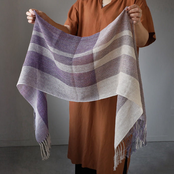 [3 colors] kobooriza Kobooriza Kasuri dyed silk linen stole for women and men [K-ST-HR01] Ehime Imabari stole woven brand 