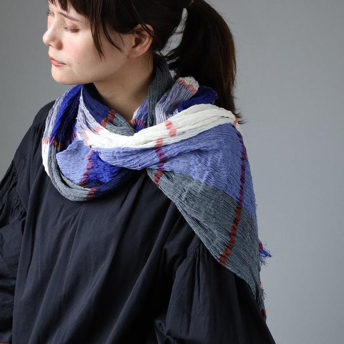 kobooriza KUSHU Cotton Stole Cross Color [K-ST-KS03] Women's Men's Scarf Shawl 100% Cotton