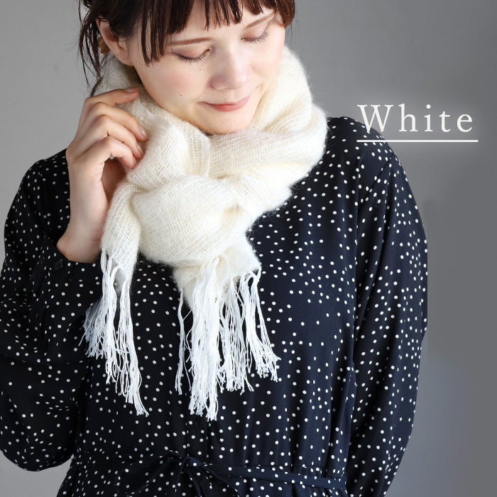 [Choose from 2 colors] kobooriza Kobo Oriza Mohair Silk Stole Woven Woven Women's Scarf Lightweight Luxury Cute [K-ST-YR01] 