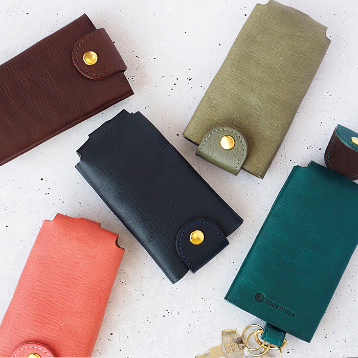 [Choose from 5 colors] TSUKIKUSA Smart Key Case [Rindou] [KC-3] Men's Women's Key Case Car 2 Keys Storage Smart Key Car Key House Key Handmade Cowhide Genuine Leather [KC-3] 