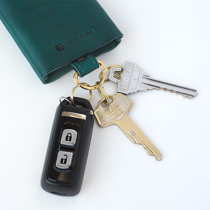 [Choose from 5 colors] TSUKIKUSA Smart Key Case [Rindou] [KC-3] Men's Women's Key Case Car 2 Keys Storage Smart Key Car Key House Key Handmade Cowhide Genuine Leather [KC-3] 