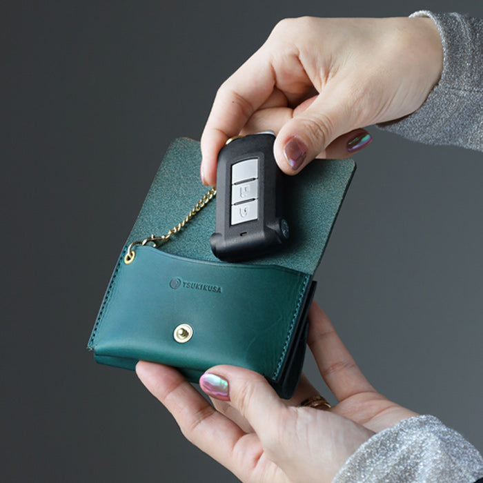 [5 colors] TSUKIKUSA Multi-key case, Smart key storage, 2 pieces, Coin purse included, Italian leather key case wallet [KC-6] 