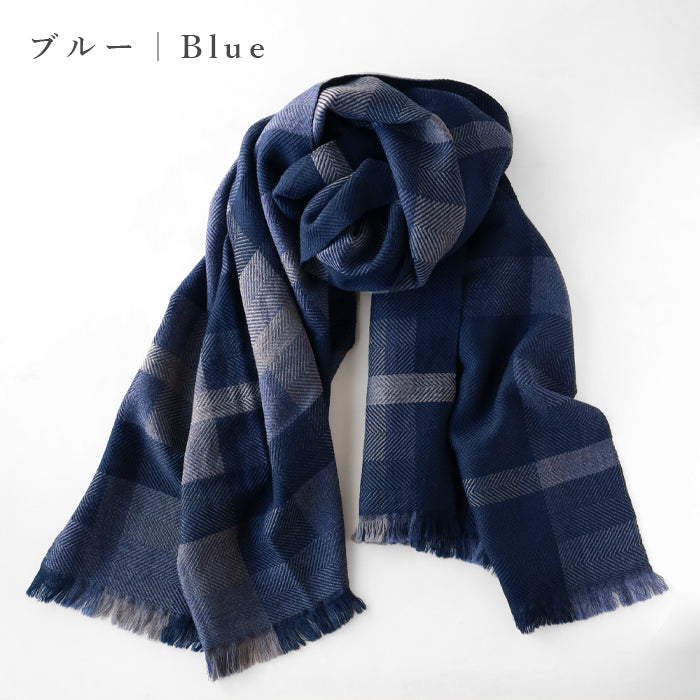 [2 colors] kobooriza AYA wool shawl with mosaic panel for women and men [K-OS-TW09] Ehime Imabari stole woven brand scarf 