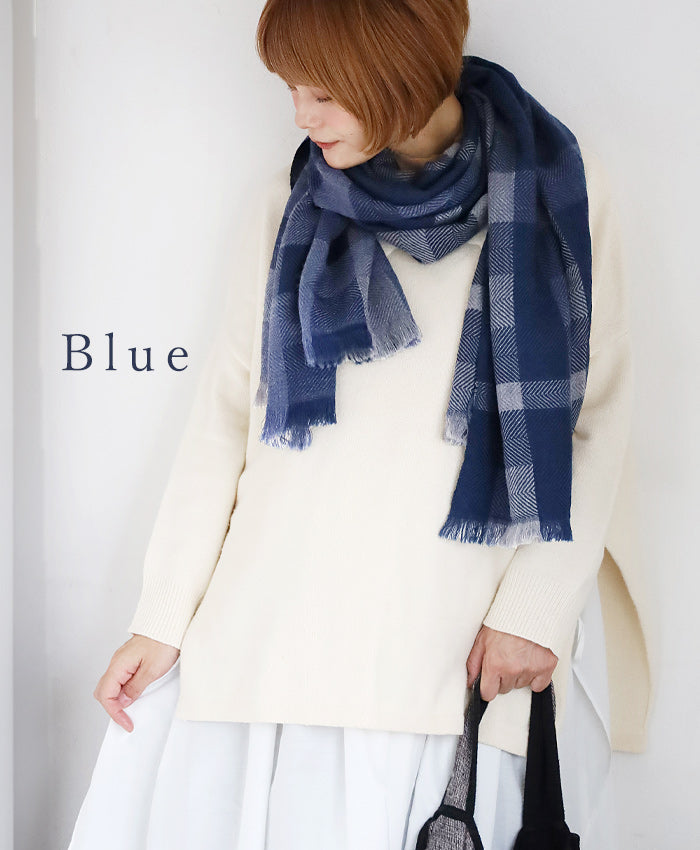 [2 colors] kobooriza AYA wool shawl with mosaic panel for women and men [K-OS-TW09] Ehime Imabari stole woven brand scarf 