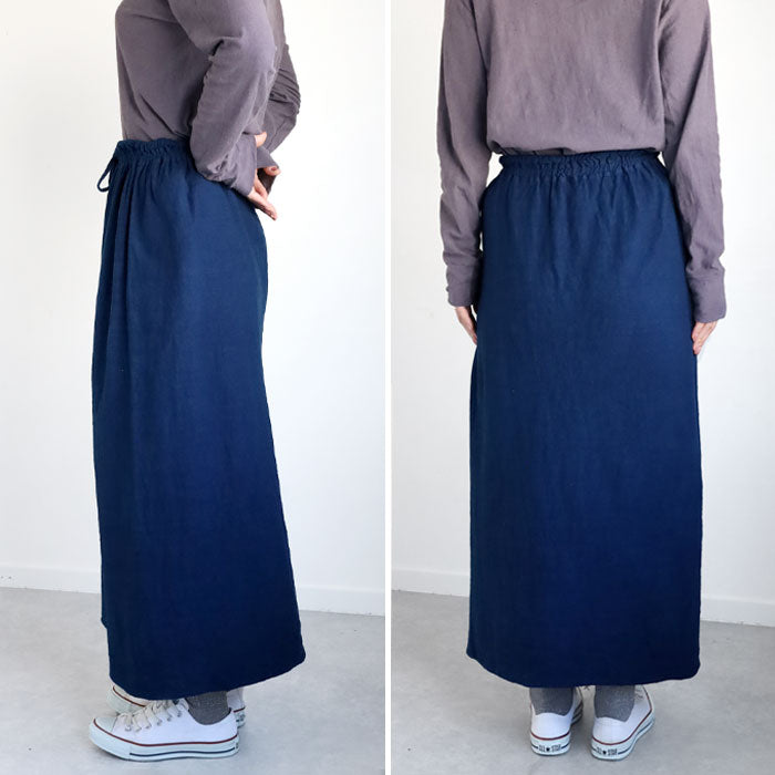 [12 colors] Hand-dyed Meya Natural dyed Hanging knit Organic cotton Long skirt Free size Women's [KP016] 