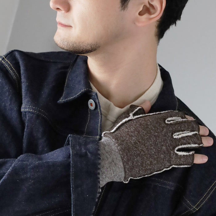 Kepani Fleece-lined Sweat Cut-off Gloves Saguaro-3 for Men and Women [KP1611MP] Made in Japan Sweat Brand 
