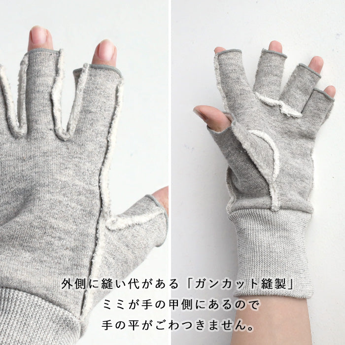 Kepani Fleece-lined Sweat Cut-off Gloves Saguaro-3 for Men and Women [KP1611MP] Made in Japan Sweat Brand 