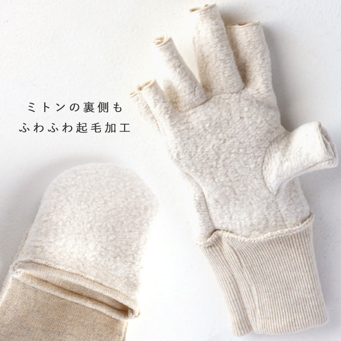 Kepani Fleece-lined Cut-off Mittens Saguaro-POP Men's Women's [KP5018MP] Made in Japan Sweat Brand 