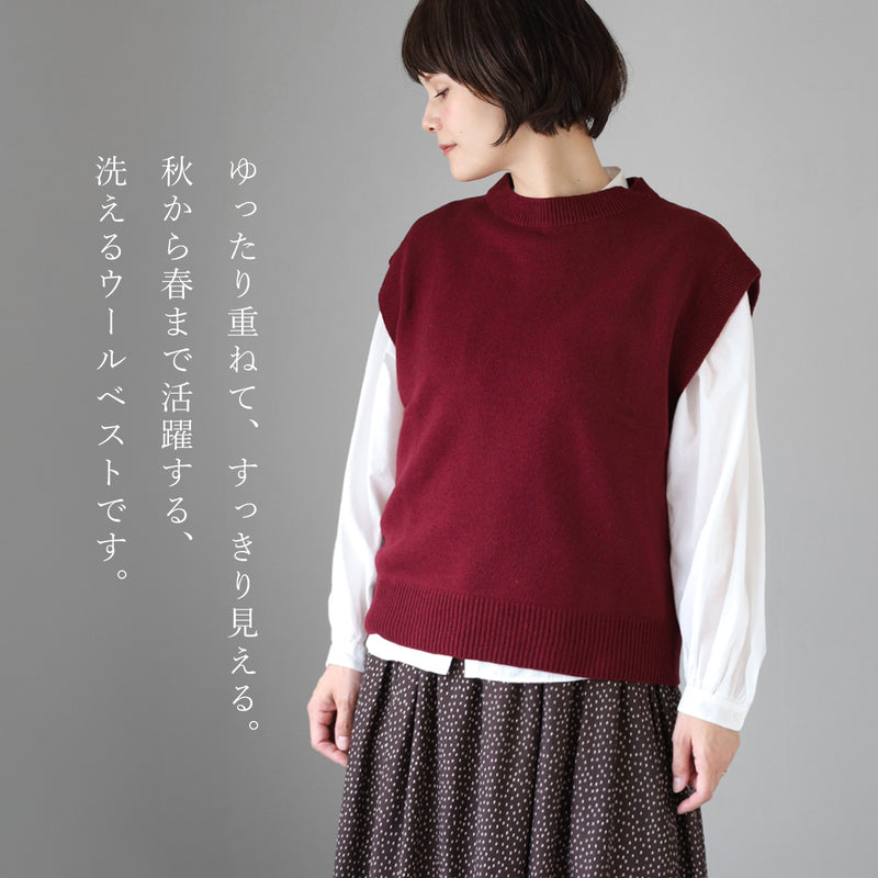 [3 Colors] SAIFUKU Loose-Fit Washable Wool Vest Women's [KR-01-23005-10] Gosen City, Niigata Prefecture, Gosen Knit Brand