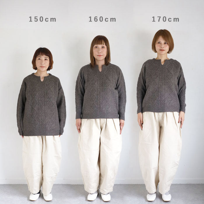 SAIFUKU(サイフク)226(つつむ) からだをつつむ アラン柄キーネックプルオーバー レディース フリーサイズ[KR-01-25005-00] 新潟県 五泉市 五泉ニット ブランド セーター