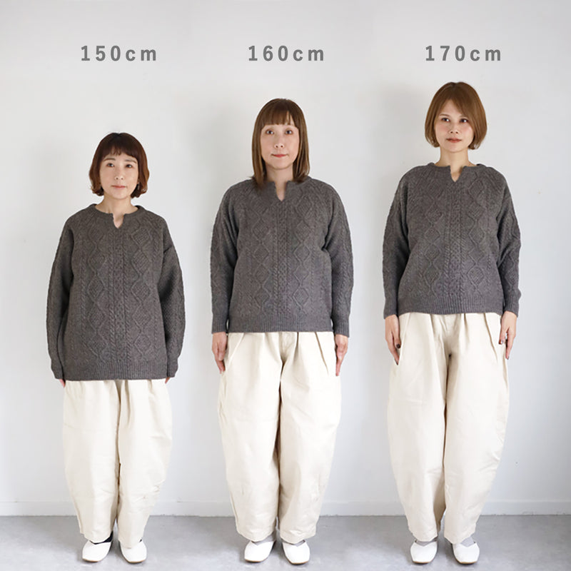 SAIFUKU(サイフク)226(つつむ) からだをつつむ アラン柄キーネックプルオーバー レディース フリーサイズ[KR-01-25005-10] 新潟県 五泉市 五泉ニット ブランド セーター