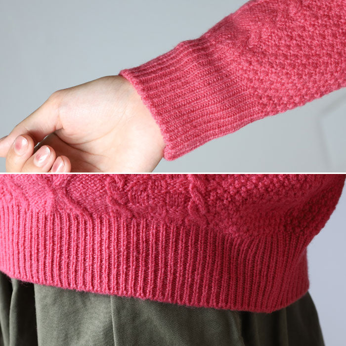 SAIFUKU(サイフク)226(つつむ) からだをつつむ アラン柄キーネックプルオーバー レディース フリーサイズ[KR-01-25005-00] 新潟県 五泉市 五泉ニット ブランド セーター