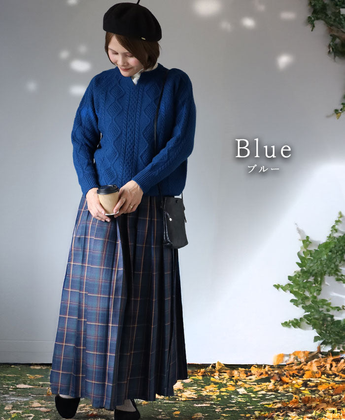 SAIFUKU(サイフク)226(つつむ) からだをつつむ アラン柄キーネックプルオーバー レディース フリーサイズ[KR-01-25005-00] 新潟県 五泉市 五泉ニット ブランド セーター