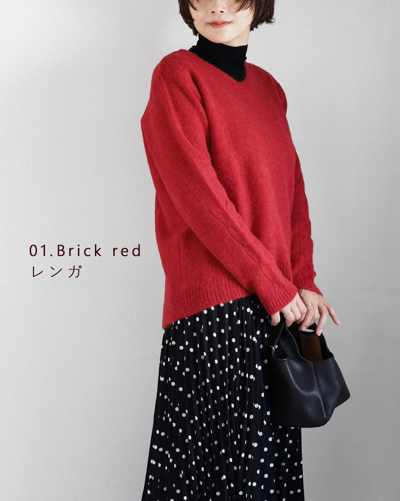 [3 Colors] SAIFUKU Smooth Alpaca Pullover, Cabled Cuffs, Women's [KR-01-26010-10], Gosen City, Niigata Prefecture, Gosen Knit Brand