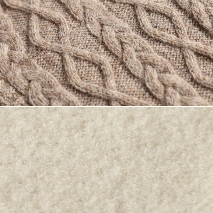 SAIFUKU 226 (Tsutsumu) Neck Wrap Mini Scarf, Cable Pattern, Reversible [KU-03-25002-00] Gosen Knit, Gosen City, Niigata Prefecture, Women's and Men's Wool Short Scarf 