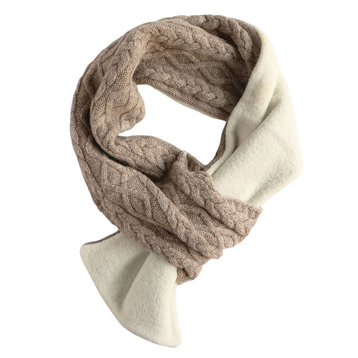 SAIFUKU 226 (Tsutsumu) Neck Wrap Mini Scarf, Cable Pattern, Reversible [KU-03-25002-00] Gosen Knit, Gosen City, Niigata Prefecture, Women's and Men's Wool Short Scarf 