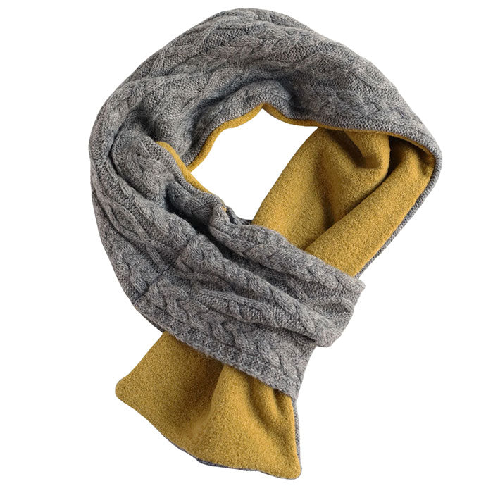 SAIFUKU 226 (Tsutsumu) Neck Wrap Mini Scarf, Cable Pattern, Reversible [KU-03-25002-00] Gosen Knit, Gosen City, Niigata Prefecture, Women's and Men's Wool Short Scarf 