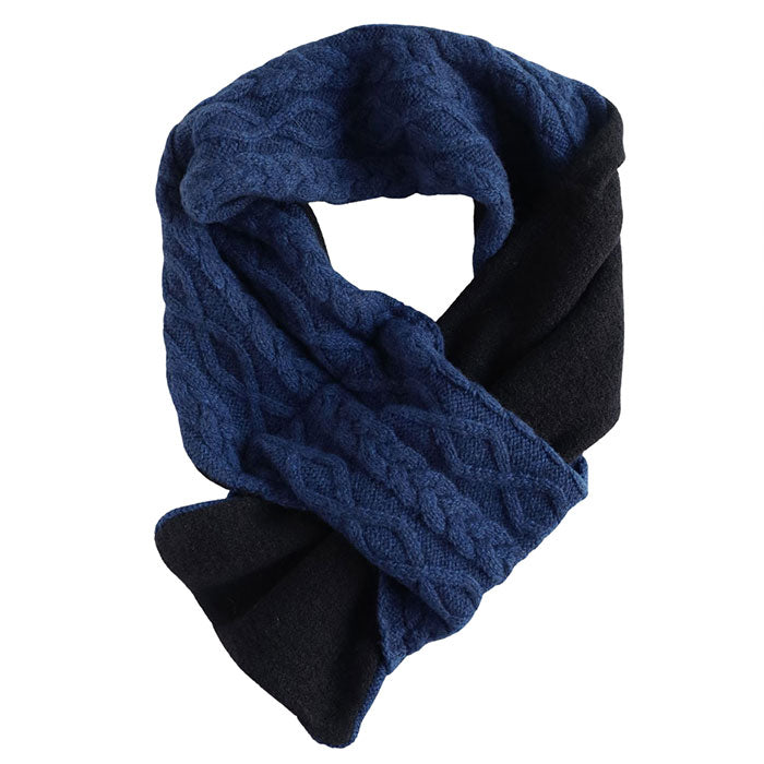 SAIFUKU 226 (Tsutsumu) Neck Wrap Mini Scarf, Cable Pattern, Reversible [KU-03-25002-00] Gosen Knit, Gosen City, Niigata Prefecture, Women's and Men's Wool Short Scarf 