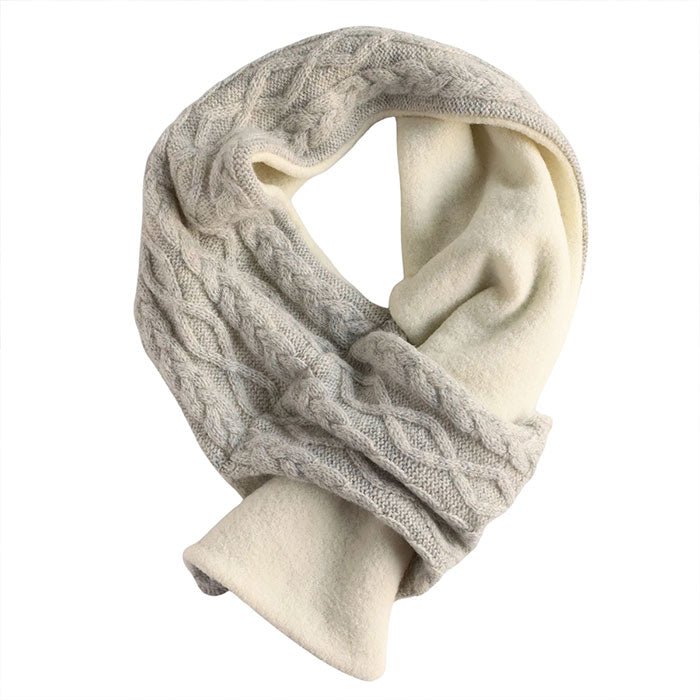 SAIFUKU 226 (Tsutsumu) Neck Wrap Mini Scarf, Cable Pattern, Reversible [KU-03-25002-00] Gosen Knit, Gosen City, Niigata Prefecture, Women's and Men's Wool Short Scarf 