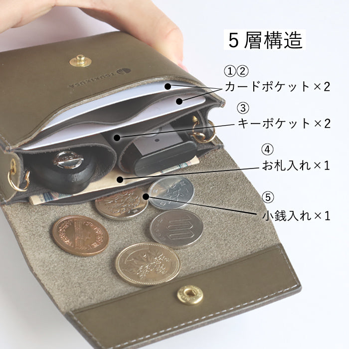 【3 Colors】TSUKIKUSA Smart Key Case Wallet, Holds 2 Smart Keys, Coin Purse, Buttero [KW-1-B] Kanjyo Toyota Leather Artisan Handmade Brand
