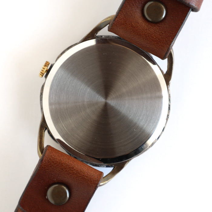 KINO(キノ) 手作り腕時計 クラック アンティーク ローマ数字 Mサイズ 真鍮 [L-9]