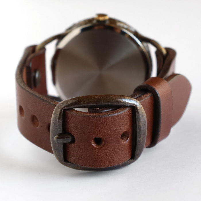 KINO(キノ) 手作り腕時計 クラック アンティーク ローマ数字 Mサイズ 真鍮 [L-9]