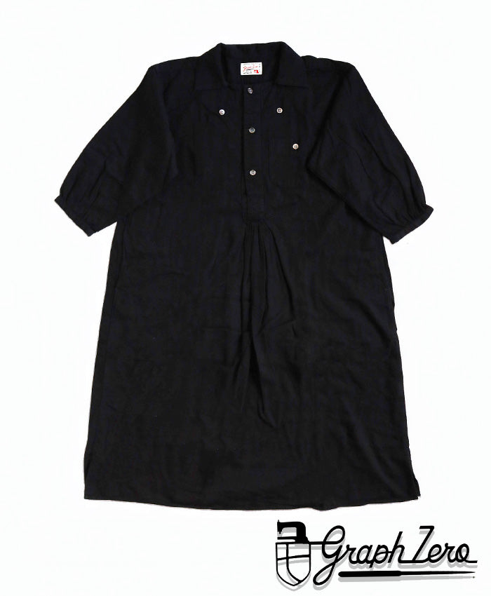 graphzero Butcher One-Piece 3/4 Sleeve Black Zimbabwe Cotton Denim One Wash Free Size Ladies [La-BTOP-BK] Okayama Kurashiki Kojima Jeans Denim Brand