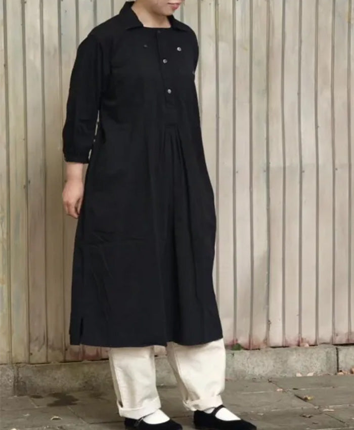 graphzero Butcher One-Piece 3/4 Sleeve Black Zimbabwe Cotton Denim One Wash Free Size Ladies [La-BTOP-BK] Okayama Kurashiki Kojima Jeans Denim Brand