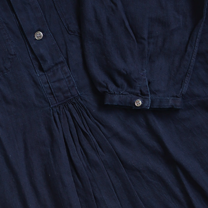 graphzero(グラフゼロ) ブッチャーワンピース 7分袖 インディゴ ジンバブエコットンデニム ワンウォッシュ フリーサイズ レディース[La-BTOP-ID]