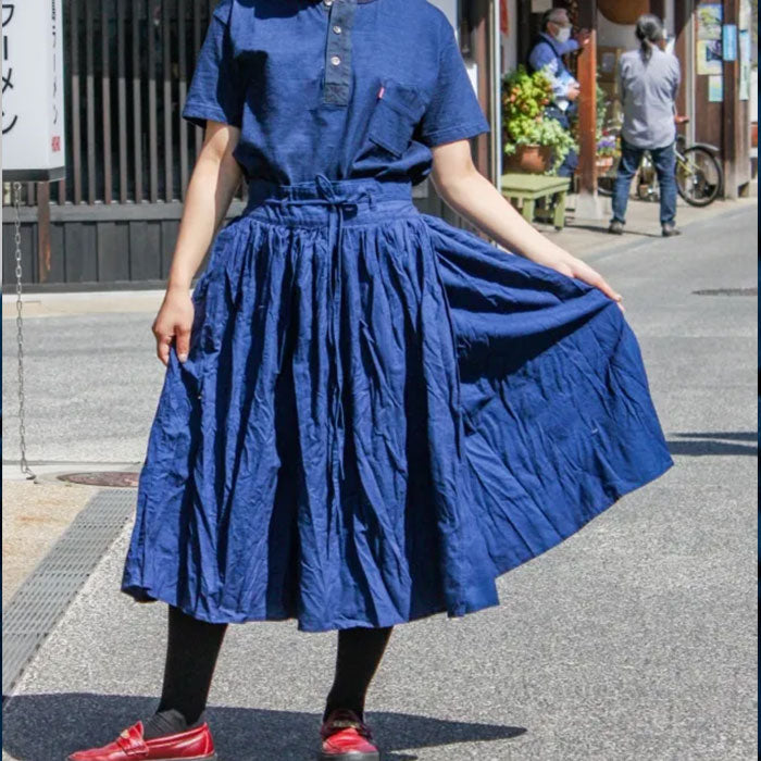 graphzero Farmers Skirt 5oz denim indigo, one-wash free size [La-FMST-0705] Okayama Kurashiki Kojima denim brand