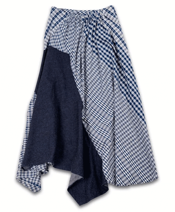 graphzero Irregular hem wrap skirt check [La-RPSK-0604CK]