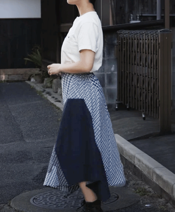 graphzero Irregular hem wrap skirt check [La-RPSK-0604CK]