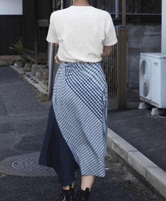 graphzero Irregular hem wrap skirt check [La-RPSK-0604CK]