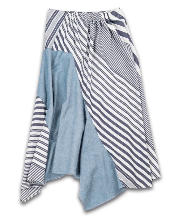 graphzero Irregular hem wrap skirt stripe [La-RPSK-0604ST]